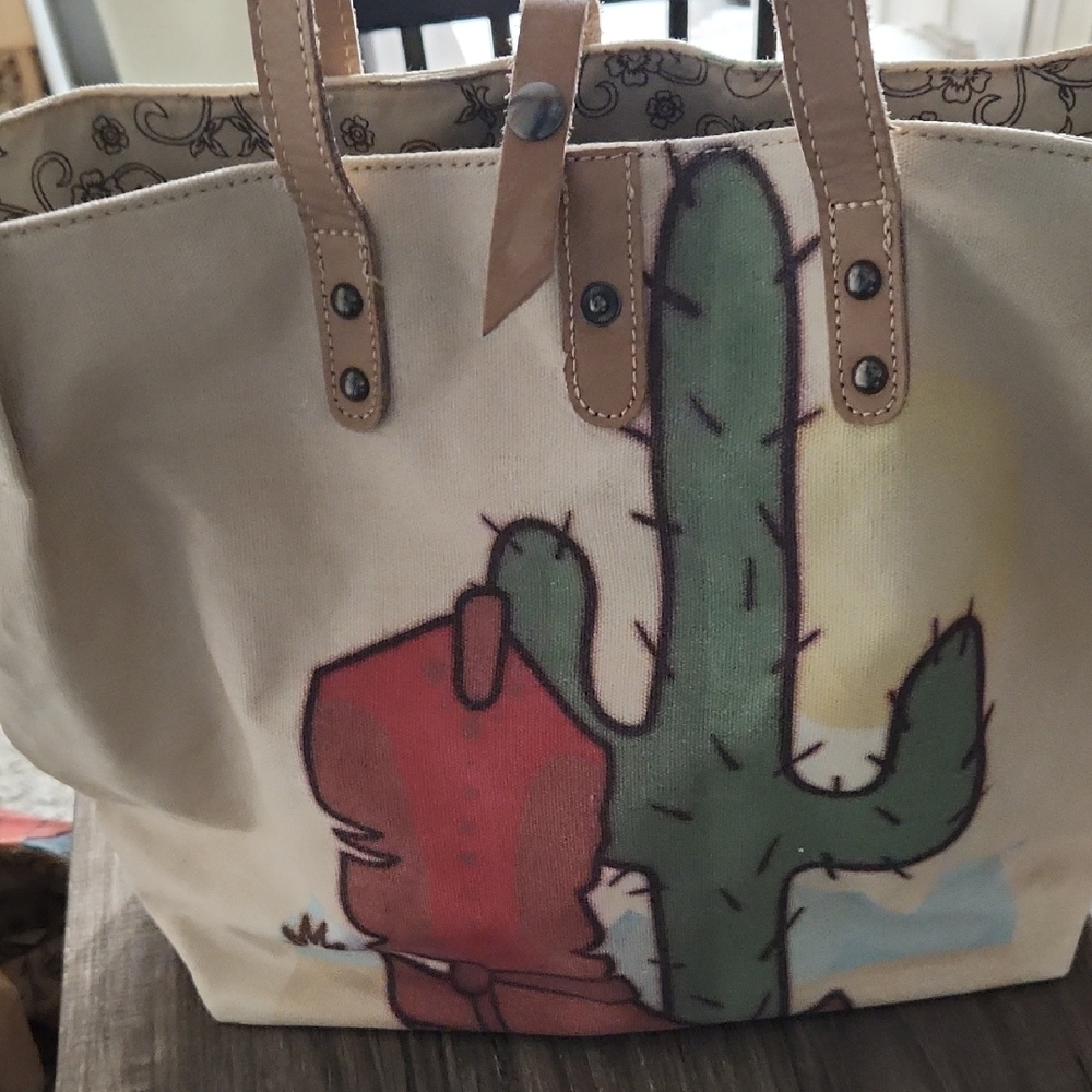 Montana West Tan and Green Tote Bag